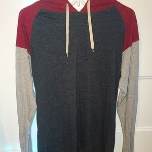 Long Sleeve Burgundy & Grey Shirt